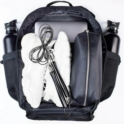 Mochila Gympack Pro 25L Preta - Vista Interna com Compartimentos Organizados